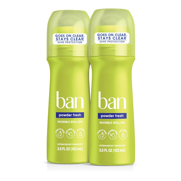 Ban Roll-On Antiperspirant Twin Packs - Powder Fresh